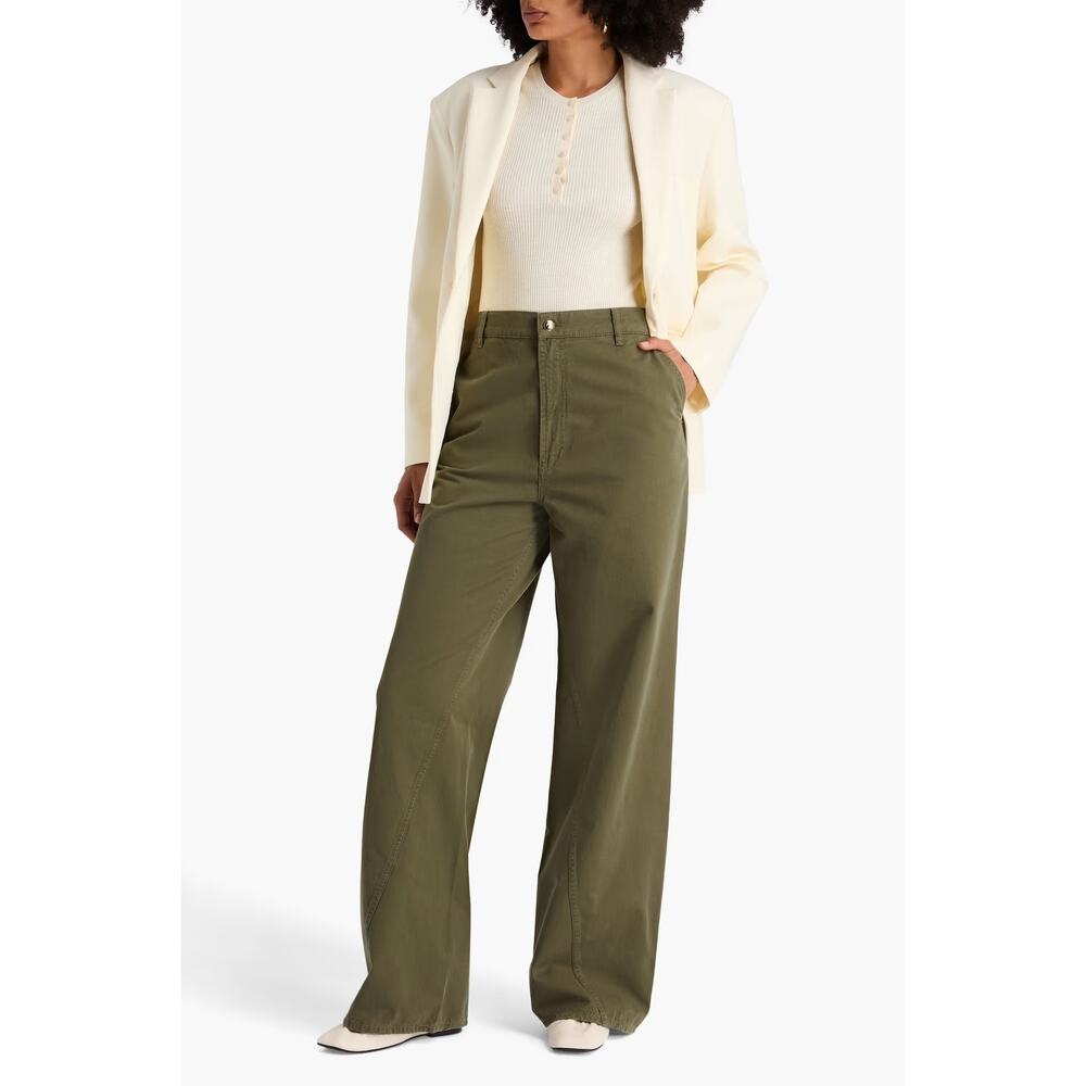 Anine Bing Briley high rise wide leg green pants size 31